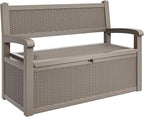YITAHOME 70 Gallon Storage Bench Deck Box, Lockable Patio Bench, Waterproof Outdoor Pool Deck Storage for Patio Cushions, Garden Tools and Pool Supplies, Light Brown