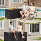 UDPATIO 220 Gallon Deck Box, Outdoor Storage Box Lockable Waterproof Indoor Outdoor Storage Container for Patio Cushions, Garden Tools, Package Delivery Boxes for outside