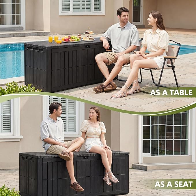 UDPATIO 220 Gallon Deck Box, Outdoor Storage Box Lockable Waterproof Indoor Outdoor Storage Container for Patio Cushions, Garden Tools, Package Delivery Boxes for outside