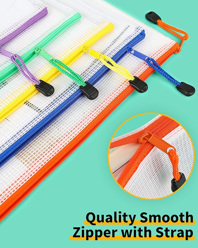 Smarpau 44pcs Mesh Zipper Pouch, 8 Sizes 11 Colors Plastic Bags for Organizing, Multipurpose Waterproof Storage Zip Pouches for Board Game Storage, Travel, Office Supplies
