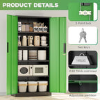 INTERGREAT Metal Storage Cabinet,72" Steel Lockable File Cabinet with Locking Doors and Adjustable Shelves,Locking Tool Cabinets for Office,Home,Garage,Gym,School (Black Green)