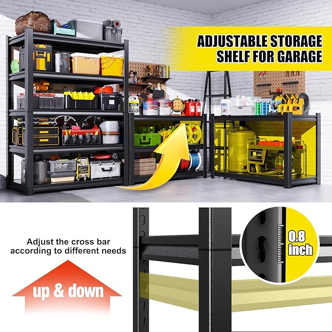 Set of 3 71"HGarage Shelving-2050LBS 5 Tier Storage Shelves,Adjustable Heavy Duty Metal Shelving Unit and Storage Large Rack,Utility Steel Shelf For Shop Warehouse Industrial Pantry 71"x35"x16"