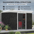 Outsunny 9' x 4' Outdoor Storage Shed, Metal Garden Tool House with Sloping Roof and Lockable Door for Backyard, Bike, Patio, Garage, Lawn, Gray
