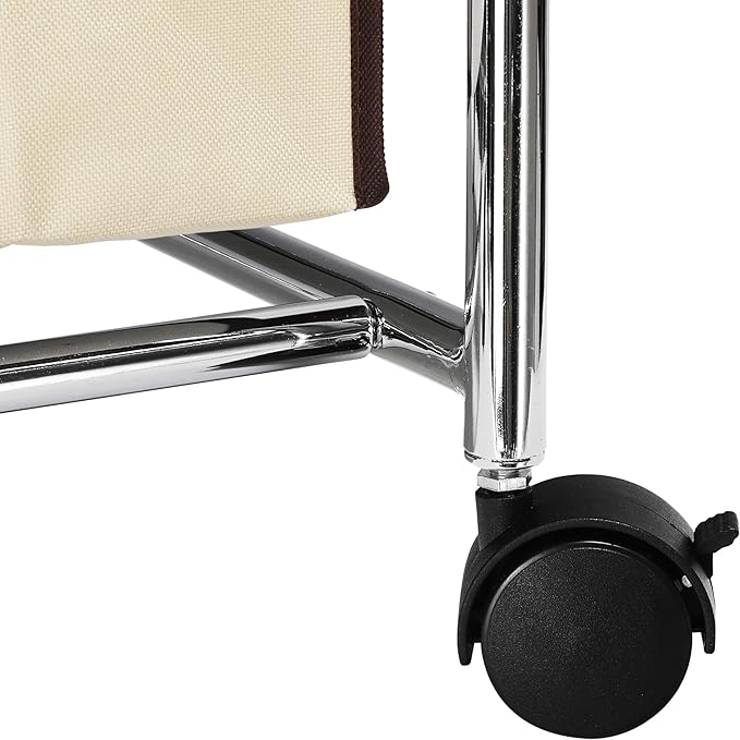 Simple Houseware 2-Bag Heavy Duty Rolling Laundry Sorter Cart, Chrome – 2 Section Removable Bags and Lockable Wheels for Laundry Room Organization
