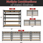 3 Packs 48" W x 24" D x 72" H Adjustable Garage Storage Shelves - 5-Shelf Heavy Duty Shelving Unit, Metal Utility Storage Organizer Racks for Warehouse Pantry Closet Kitchen, Black