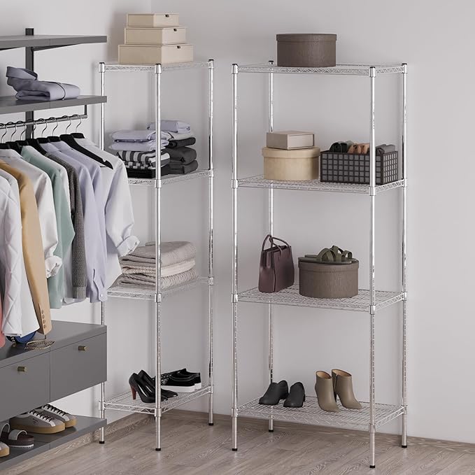 18" Deep x 30" Wide x 74" Height Wire Shelving Kit | 4-Tier | NSF Commercial Storage Rack Unit