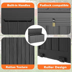 EasyUp 90 Gallon Outdoor Deck Box Waterproof, UV Resistant Resin Outdoor Storage Box for Delivery, Porch, Patio and Garden, Black