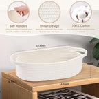 Small Toilet Paper Basket Woven Rope Toilet Tank Tray Back of Washroom Basket Organizer for Bathroom,Shelf Bedroom, Living Room, Nursery, RV. 12.6"L x 6"W,White