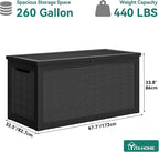 YITAHOME 260 Gallon XXL Large Deck Box, Outdoor Resin Storage Box, Lockable Storage Container for Patio Cushions, Furniture, Garden Tools, Water Resistant (Black)