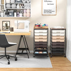 Rolling Storage Cart with Drawers, Rolling Drawer Cart and Wooden Tabletop,Storage Drawer Cart for Living Room,Classroom,Bedroom,Bathroom,Dorm,Office,Brown Gradient