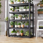 59" W Heavy Duty 5-Tier Garage Shelving Unit,2500 lbs Capacity Adjustable Metal Storage Rack, Boltless Steel Shelves for Garage, Basement, Warehouse, Pantry & Kitchen 72"x59"x20",Black