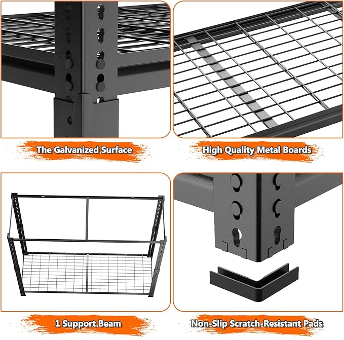 Storage Shelves Heavy Duty, 2 PCS 48" L x 18" W x 72" H Garage Wire Shelving Unit Loads 2800LBS, 5-tier Adjustable Metal Industrial Utility Shelf Rack for Kitchen, Laundry Room, Warehouse, Basement