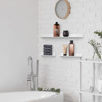 Z metnal Wall Shelves, Floating Shelves, Metal Bathroom Shelf for Storage Organization, Aluminum, Wall Mounted, White, 20 inch, 2 Pack