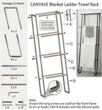 Metal Leaning Ladder Towel Rack, 4-Tier Blanket Stand for Bathroom Living Room, No Drilling Quilt Storage Organizer(Silver)