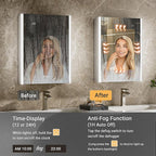 60x30 Lighted Medicine Cabinet Mirror with Lights & Smart Night Lamp -Surface or Recessed Medicine Cabinet with Outlet & Clock,Fogless Dimmable LED Storage Mirror,Built-in Sensor Light