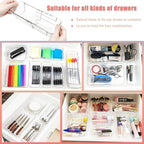 15 Pcs Extendable Drawer Organizer, 2 Sizes Adjustable Makeup Organizer For Drawer, Bathroom Drawer Organizer Tray, Clear Acrylic Vanity Storage Bin for Makeup, Cosmetic, Desk Drawer Organizer