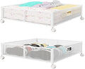 Under Bed Storage Containers with Wheels - Shoe Storage Organizer Drawer, Tool-free Assembly Metal Underbed Storage Containers for Bedroom Clothes, Shoes, Blankets - 2Pack