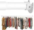 Closet Rod 50-99 Inches, Adjustable Heavy Duty Metal White Closet Rods for Hanging Clothes 1.3 Inches Diameter for Wardrobes Laundry