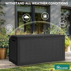 YITAHOME 260 Gallon XXL Large Deck Box, Outdoor Resin Storage Box, Lockable Storage Container for Patio Cushions, Furniture, Garden Tools, Water Resistant (Black)
