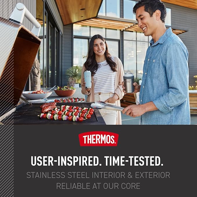 THERMOS ICON SERIES, Slim Beverage Can Insulator - 12 Ounce, Granite - Vacuum Insulated Stainless Steel