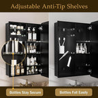Medicine Cabinet with Mirror 20x26 Inch, Black Aluminum Bathroom Mirror Cabinet with Storage, 8 Adjustable Shelves Including 2 Anti-Tip Acrylic Boards, Recessed or Surface Mount, Soft Close