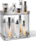 Bathroom Counter Organizer Cosmetics Skincare Organizers Skincare Makeup Organizer Countertop Holder for Perfume-2 Tier-Grey