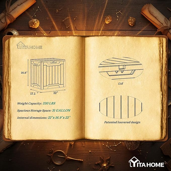 YITAHOME 31 Gallon Deck Boxes Set of 2, Lockable Outdoor Storage Bins for Patio Cushions, Garden Tools, Weather-Resistant Resin Storage Solution, Black