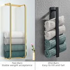 Towel Rack for Bathroom Wall Mounted, Bathroom Towel Storage, Rolled Bath Towel Holder, Small Space Bathroom Towel Storage, Bathroom Organizer - Brushed Gold