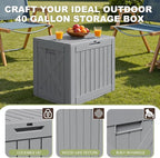 Greesum 40 Gallon Outdoor Deck Box, Resin Storage for Patio Furniture, Garden Tools, Pool Supplies, Weatherproof and UV Resistant, Lockable, Gray