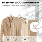 Wooden Hangers 30 Pack, Smooth Wood Hangers with 360° Swivel Hook & Notches, Slim Coat Hanger Wooden for Closet, White