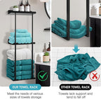 Hommtina Wall-Mounted Towel Rack & Holder - Rust-Resistant Bathroom Organizer with No Drill Installation, Space-Saving Design for Kitchen, Laundry Room (Black)