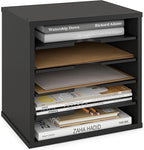 Ballucci File Organizer Paper Sorter, 5 Tier Adjustable Shelves Office Desk Organizer, 13 5/8" x 9 1/4" x 12", Black