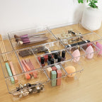 25 PCS Clear Plastic Drawer Organizer Set,Vanity Organizer Storage Bins Containers,4 Size Desk Drawer Organizer Tray