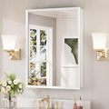 Keonjinn White Medicine Cabinet Mirror 24" x 32", Assembly Needed, Recessed Medicine Cabinet with Mirror for Bathroom, Beveled Framed, Surface Wall-Mounted or Recessed, Tempered Glass