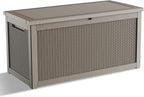 320 Gallon Waterproof Outdoor Storage Box, UV Resistant Resin Deck Box with Hydraulic Rod for Reinforced Stability, Perfect for Patio, Garden, and Pool（Grey，320 Gallon）