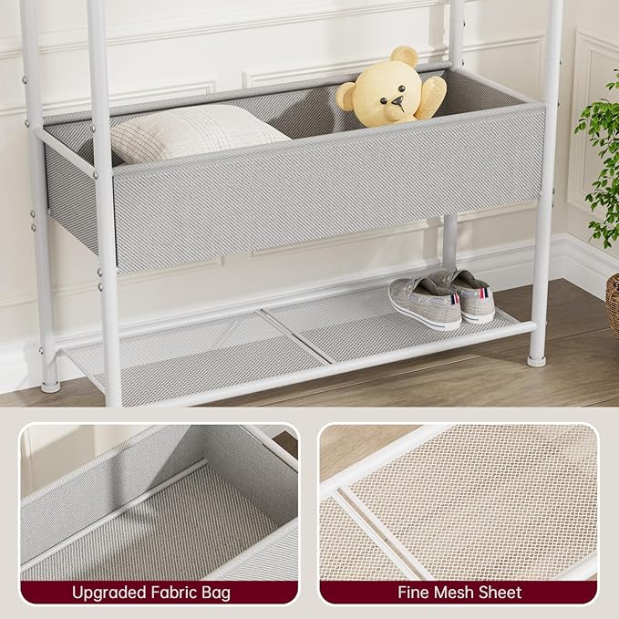 SINGAYE Clothes Garment Coat Rack Drying Clothing Racks Metal Freestanding for Hanging Clothes Portable Closet for Laundry Bedroom White