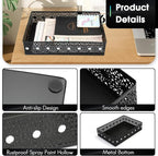 Desk Drawer Organizer, A4 Large Metal Mesh Desk Rrganizer Tray, Carved Hollow Floral Tray, Versatile Storage Box Set for Office Home Supplies,13x9x3 inches (Rhinestones,1 PC)