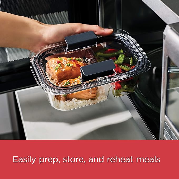 Rubbermaid Brilliance Meal Prep Containers, 2-Compartment Food Storage Containers, 2.85 Cup, 5-Pack, BPA-Free, Clear/Grey