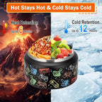 13.5oz Kids Soup Jar for Hot Food Vacuum Insulated Food Jar with Buckle Lid, Stainless Steel Wide Mouth Leak Proof Lunch Container for School Picnic Travel (Game Black)