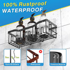 EUDELE 5-Pack Rustproof Stainless Steel Shower Caddy Set– No Drill Adhesive Bathroom Organizer, Space-Saving Shower Shelves for Apartment Essentials, Bathroom/Kitchen Storage Home Decor-L Size