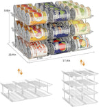Can Organizer For Pantry Canned Food Goods Organizer For Cabinet Clear Automatic Rolling Can Storage Organizer Pantry Holders Rack, Holds Up to 36 Cans