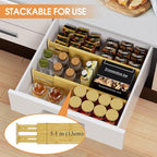 Bamboo Drawer Dividers,17-22" Adjustable Kitchen Drawer Organizer for Clothes,6 Pack Expandable Drawer Organization Separators for Bedroom,Bathroom,Dresser and Office,Natural