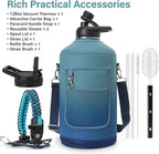 1 Gallon Insulated Water Bottle | Upgraded Thickened Stainless Steel Metal Portable Sports Large Water Jug for Gym and Hiking with Carrier Bag, Handle Strap | BPA-Free 128 oz