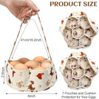 2 Pieces Egg Basket Mini Egg Collecting Bags Gathering Basket with 7 Pouches for Easter Farmhouse Chicken Hen Duck Goose Housewife Garden Transporting Storage, 8 x 2.6 Inch(Retro)