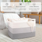 OIAHOMY Extra Large Blanket Basket, 95L Cotton Rope Woven Laundry Basket, Toy Bin for Baby Room, Container for Blanket Storage in Living Room, 24''×17''×14'', Gradient Grey