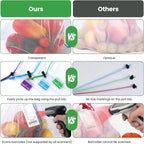18 PCS Reusable Produce Bags, Heavy Duty Washable Mesh Grocery Bags with Drawstring, See-Through Food Safe Mesh for Fruits Vegetables Toy Storage, Multi-Size S/M/L