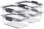 Rubbermaid Brilliance Glass Food Storage Containers, 3.2 Cup, Set of 4, BPA-Free, Leak-Proof, Clear