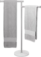 KES Standing Towel Racks for Bathroom Floor, Freestanding Swivel Standing 2 Arms Bath Towel Racks with Weighted Marble Base, SUS304 Stainless Steel Brushed Finish, BTH219S2-2