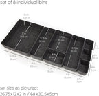 Three by Three Seattle Felt·Like·It! Felt Bins for Office, Crafts, Classroom, Living Room, Bedroom: Charcoal, Set of 8