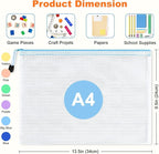 Mesh Zipper Pouch Bags: Clear Zipper Pouches for Classroom, Plastic Mesh Bag Letter Size Document Pouch, A4 Waterproof Organizing Pouch for School and Office Supplies (13.5 x 9.5Inch, 12PCS, 6 Color)